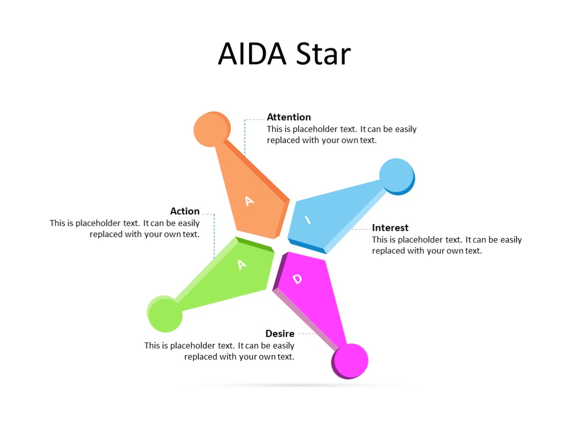 PowerPoint Slide - Marketing Diagram - 4 stars - Multicolor