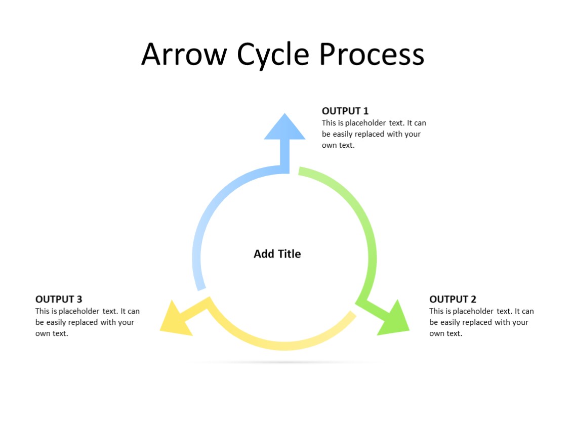 PowerPoint Slide - Arrow diagram - 3 arrows - Multicolor