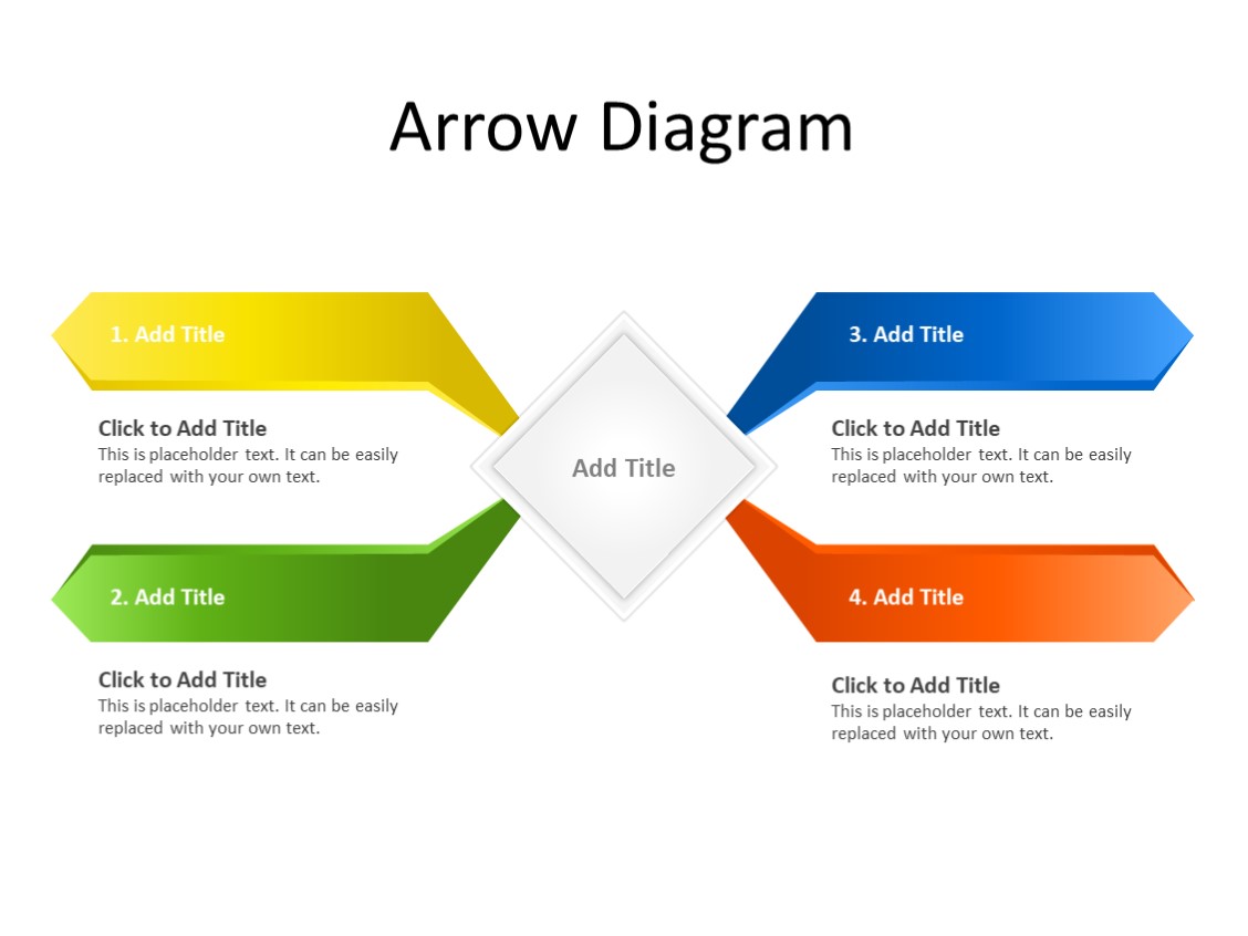 PowerPoint Slide - Arrow Diagram - 4 Arrows - Multicolor