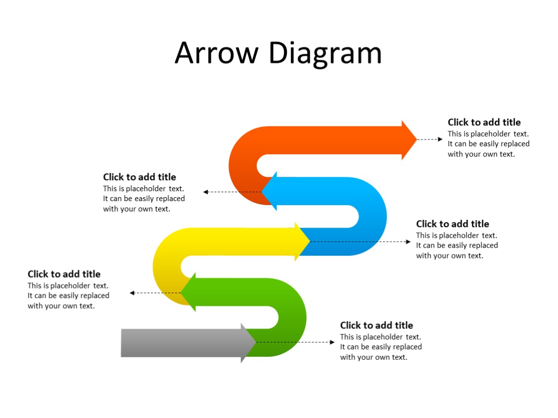PowerPoint Slide - Arrow Diagram - 4 Arrows - Multicolor