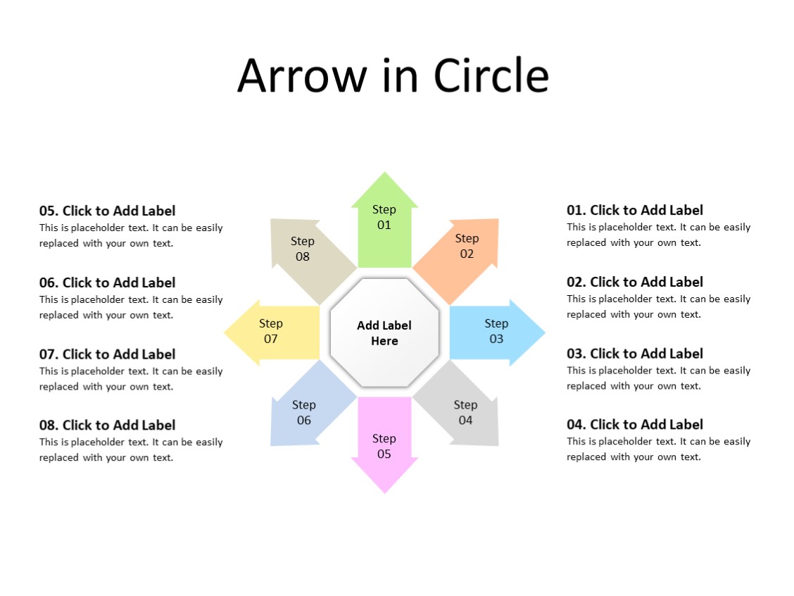 PowerPoint Slide - Arrow Diagram - 8 Arrows - Multicolor