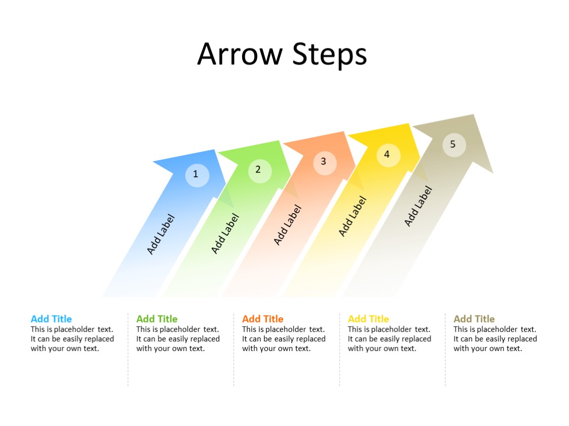 PowerPoint Slide - Arrow diagram - 5 arrows - Multicolor