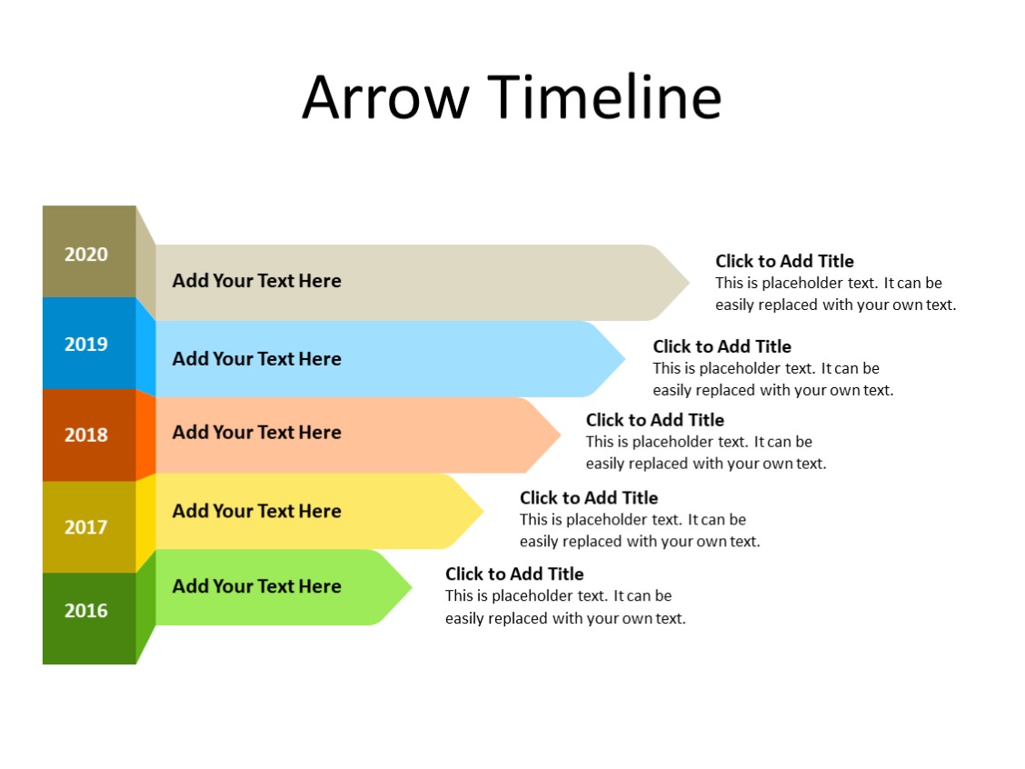 PowerPoint Slide - Arrows Diagram - 5 Arrows - Multicolor