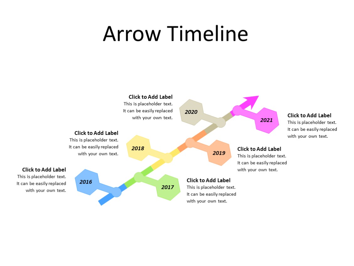 PowerPoint Slide - Timeline Diagram - 8 steps - Multicolor