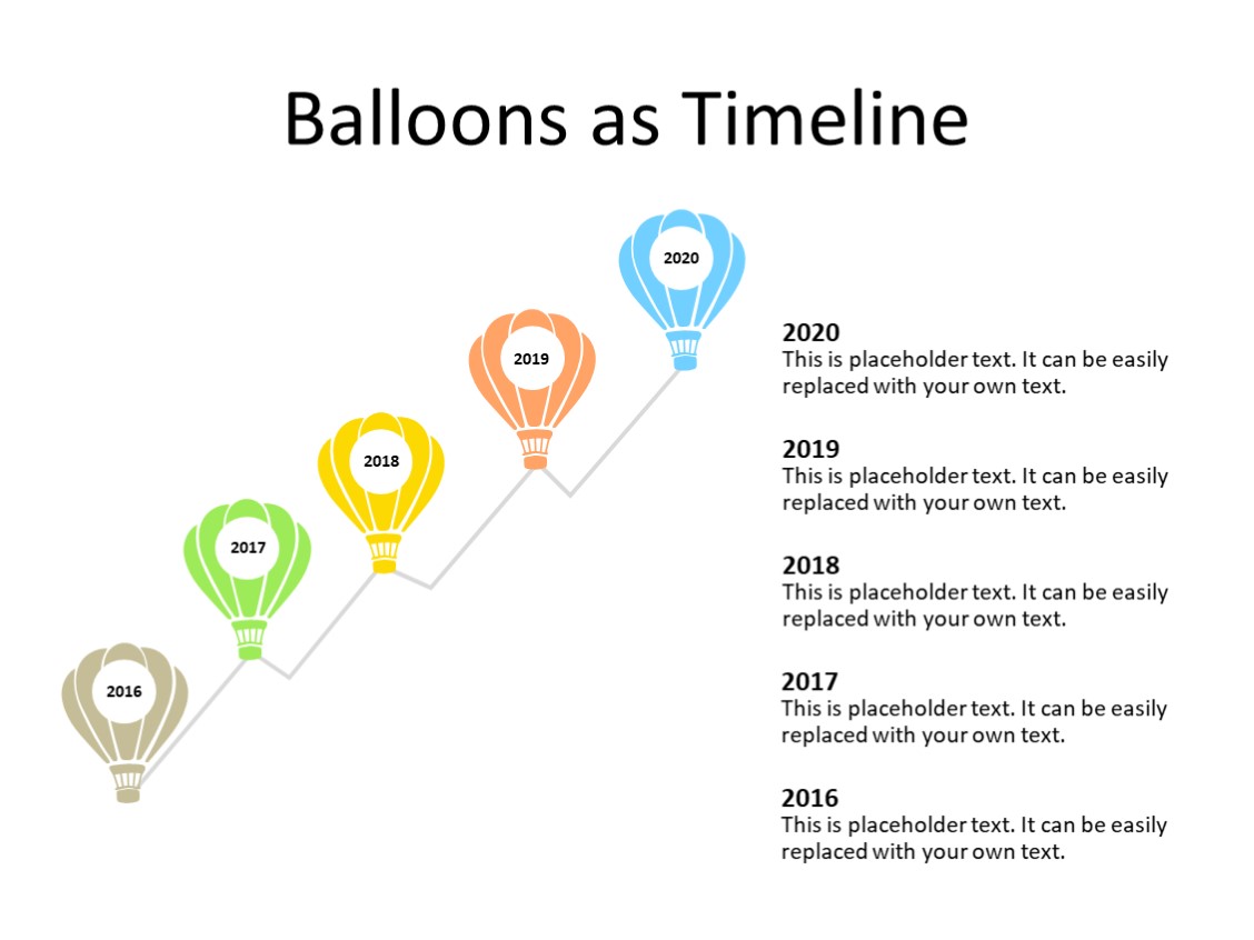 PowerPoint Slide - Balloons Diagram - 5 Balloons - Multicolor