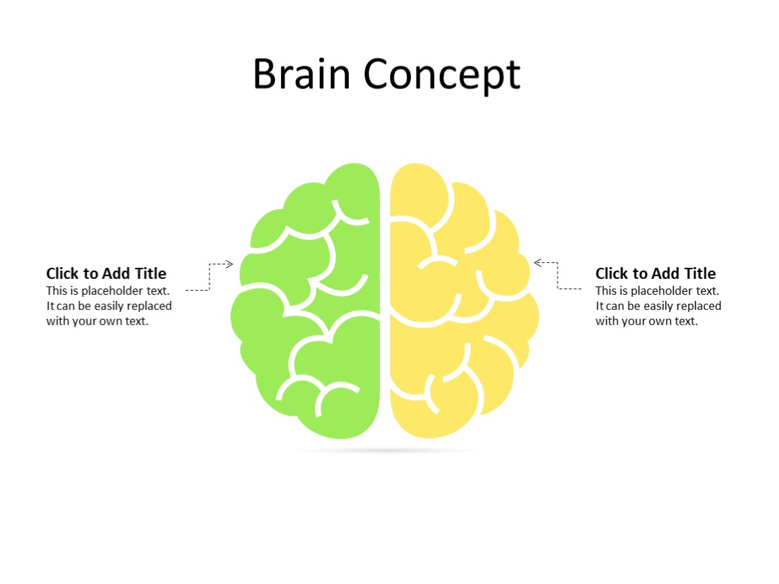 PowerPoint Slide - Human Brain - 2 parts - Multicolor