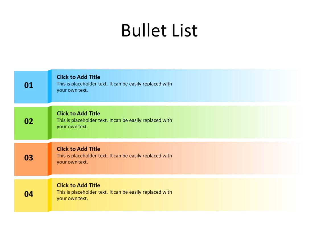 PowerPoint Slide - Bullet List - 4 items - Multicolor