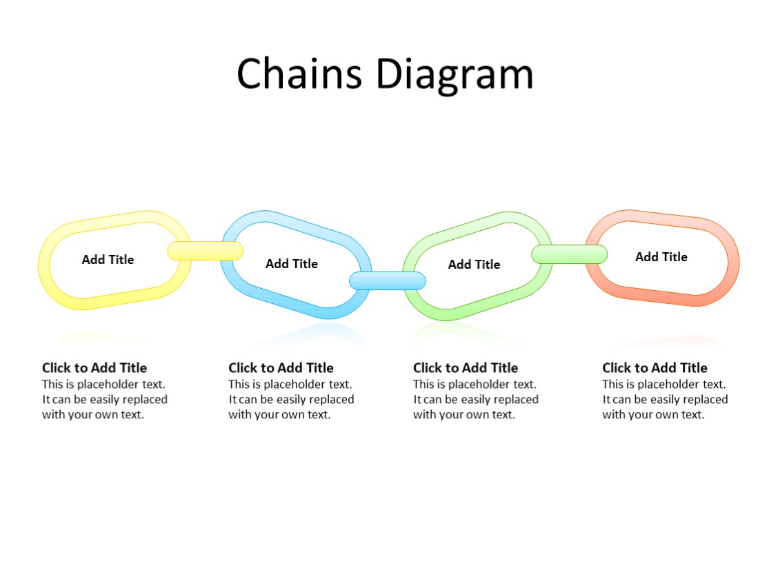 PowerPoint Slide - chain diagram - 4 steps - Multicolor