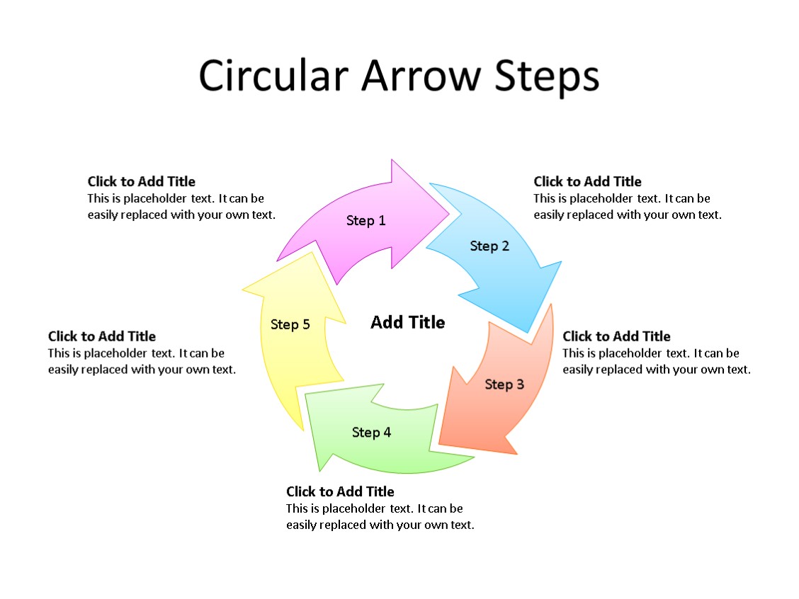 PowerPoint Slide - Arrow Diagram - 5 Arrows - Multicolor