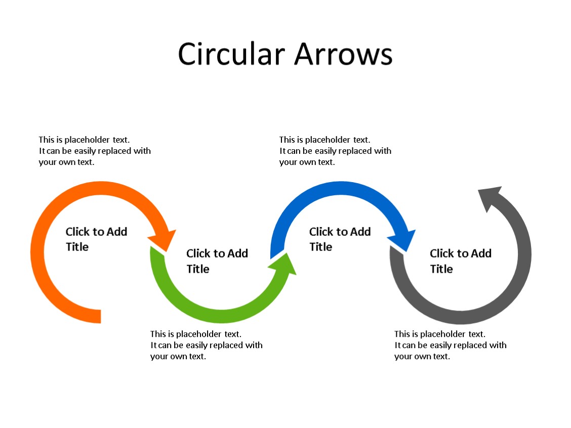 PowerPoint Slide - Arrow Diagram - 4 Arrows - Multicolor