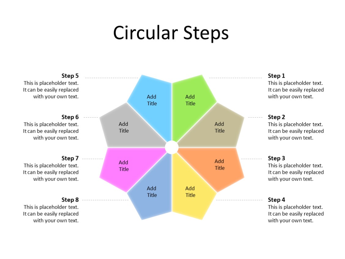 PowerPoint Slide - Steps Diagram - 8 sections - Multicolor