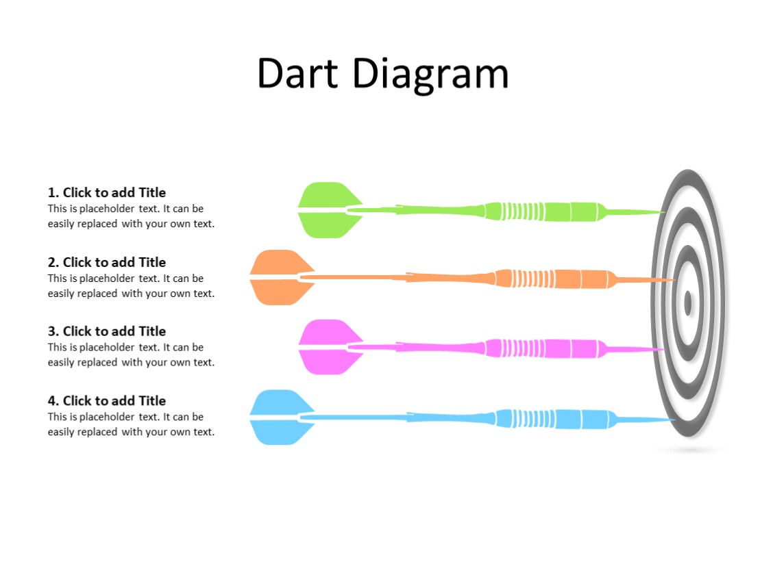 PowerPoint Slide - Dart Diagram - 4 darts - Multicolor