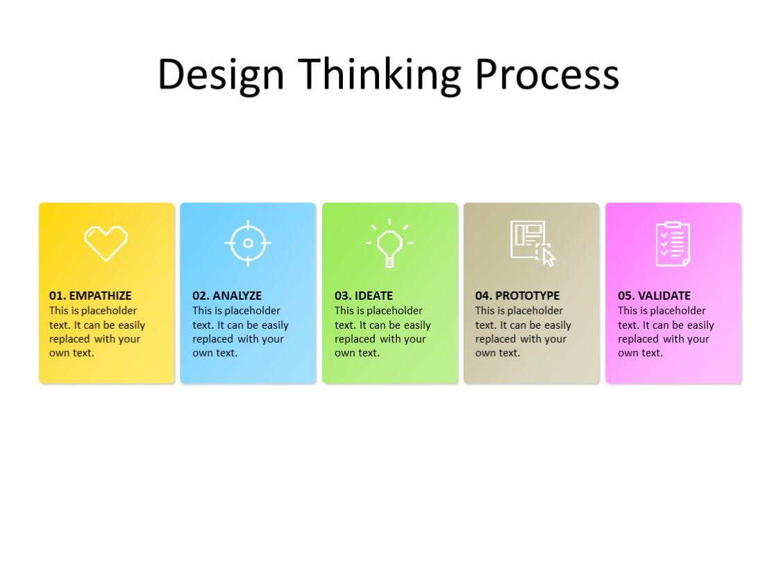 PowerPoint Slide - workflow diagram - 5 steps - Multicolor