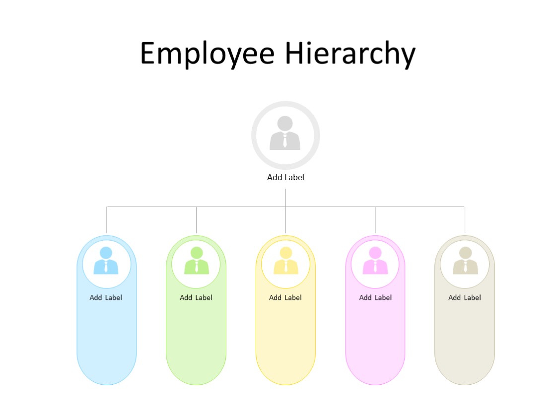 PowerPoint Slide - Organization chart - 2 levels - Multicolor