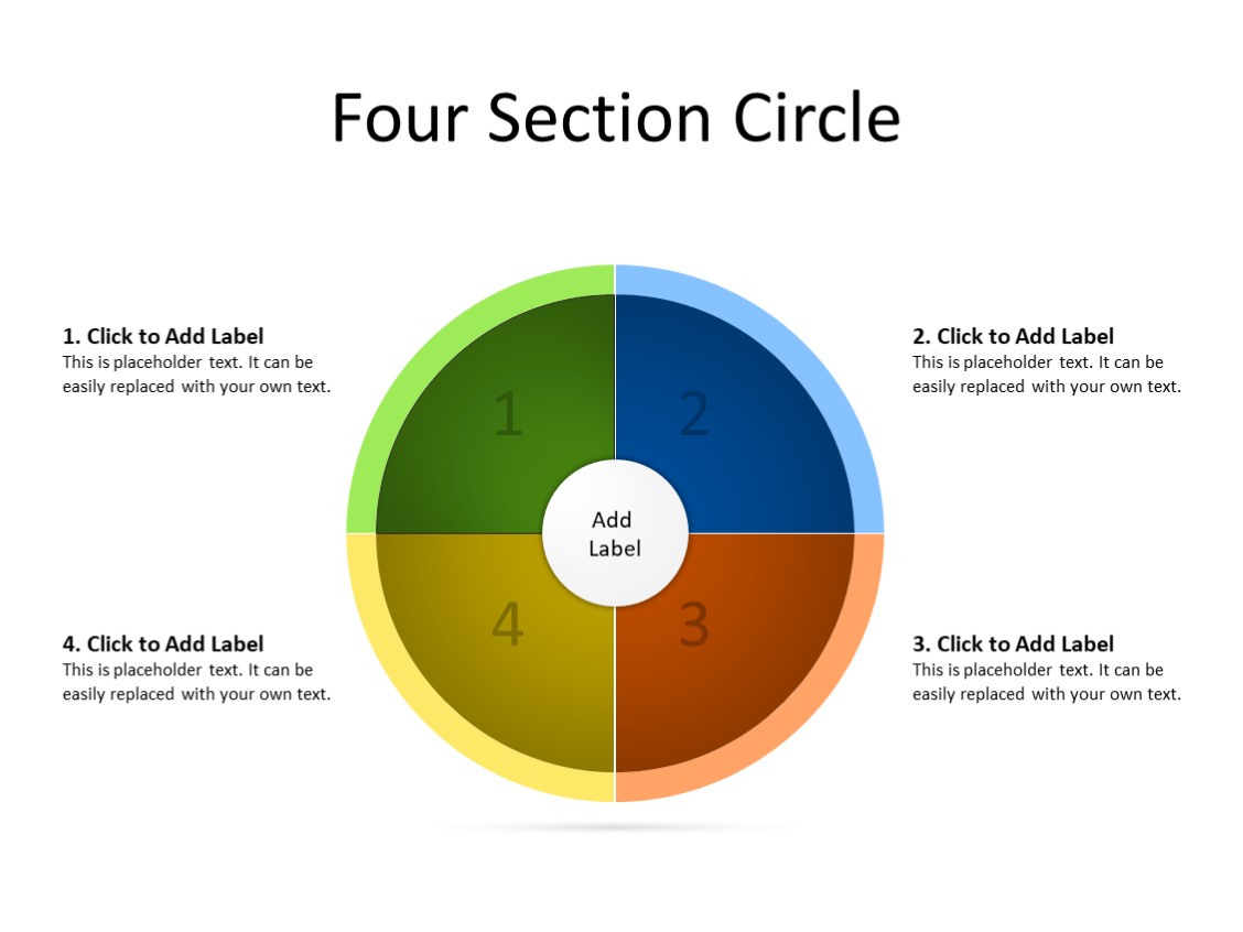 PowerPoint Slide - Circle Diagram - 4 Quadrants - Multicolor