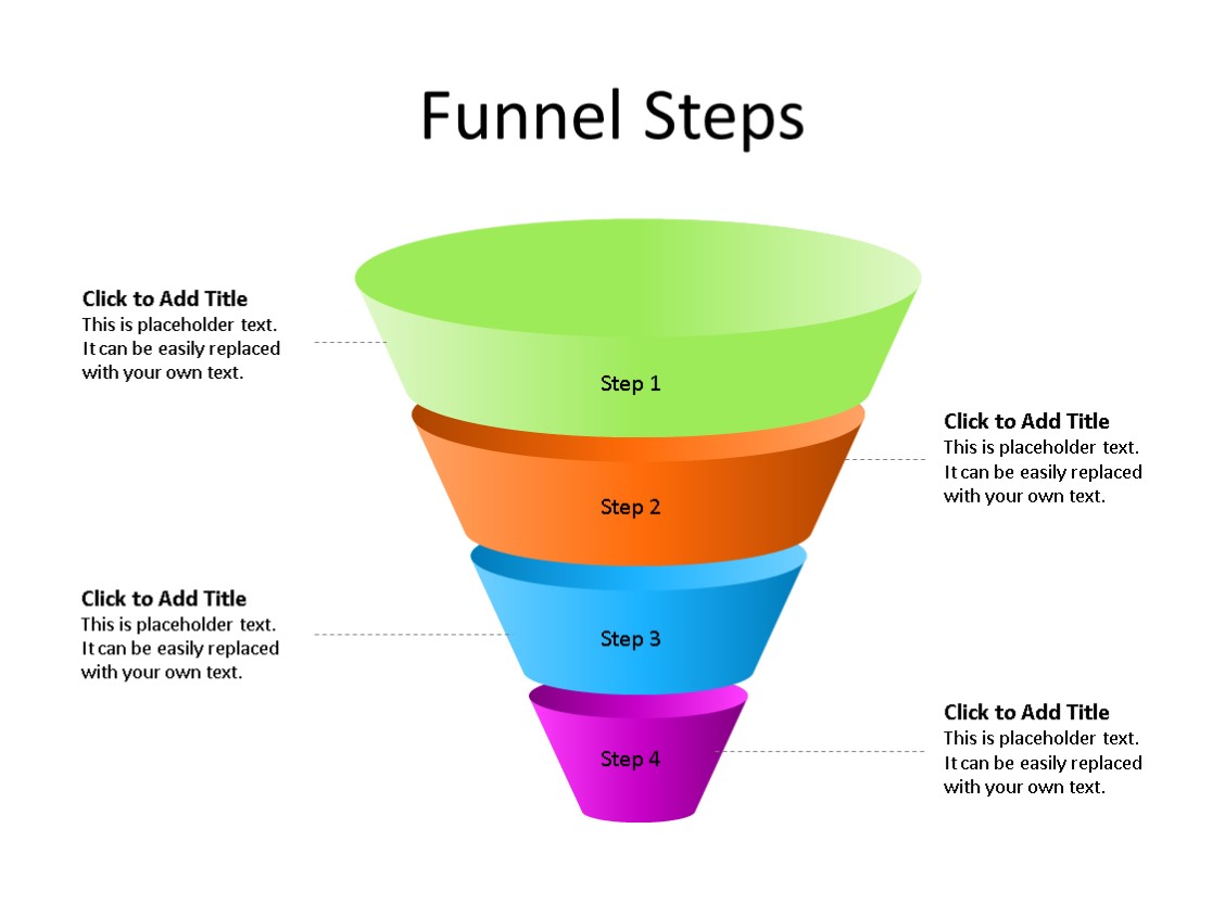 PowerPoint Slide - Funnel Diagram - 4 Stages - Multicolor
