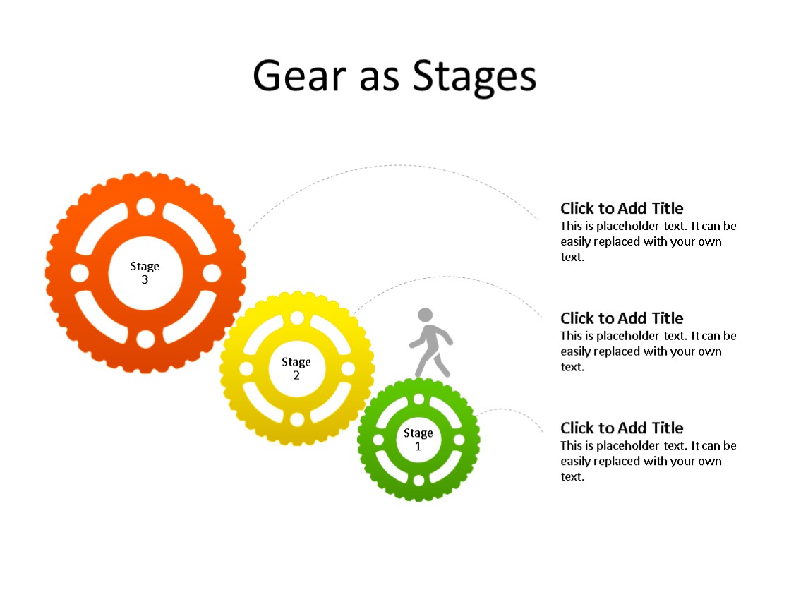 PowerPoint Slide - Gear Diagram - 3 Gears - Multicolor