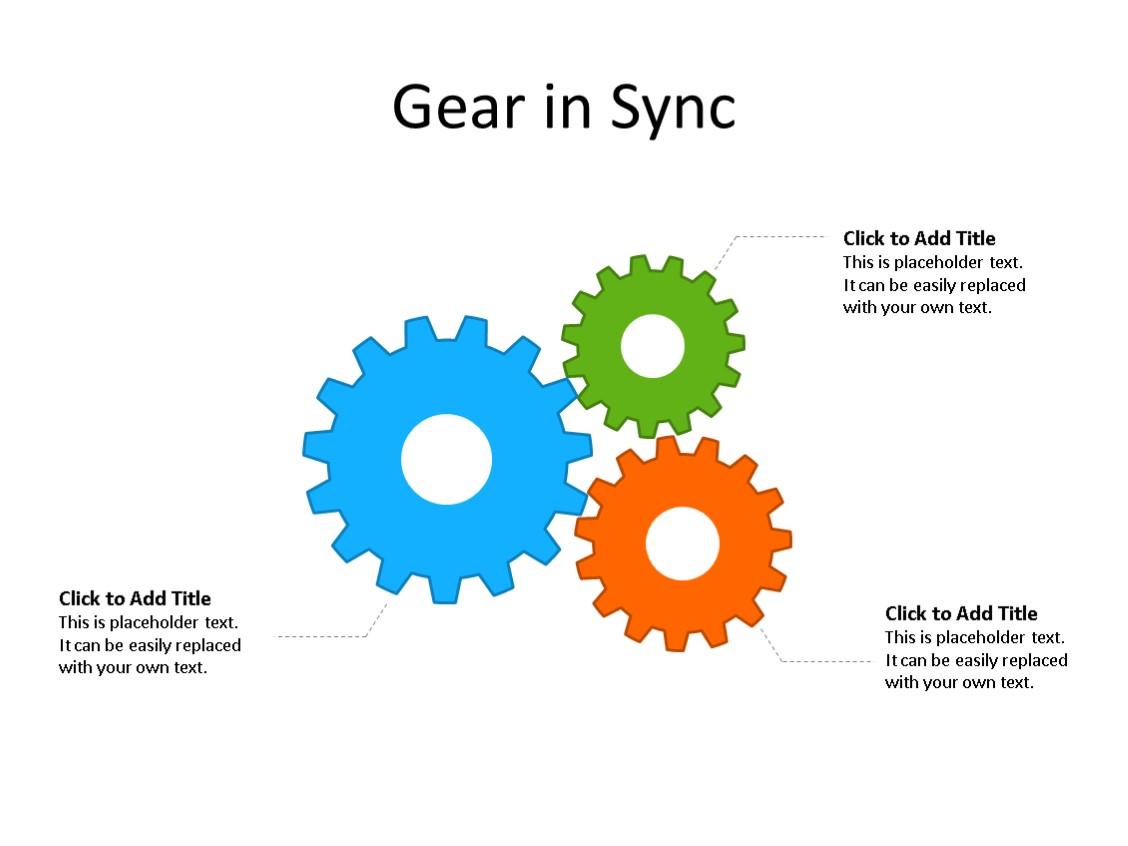 PowerPoint Slide - Gear Diagram - 3 Gears - Multicolor