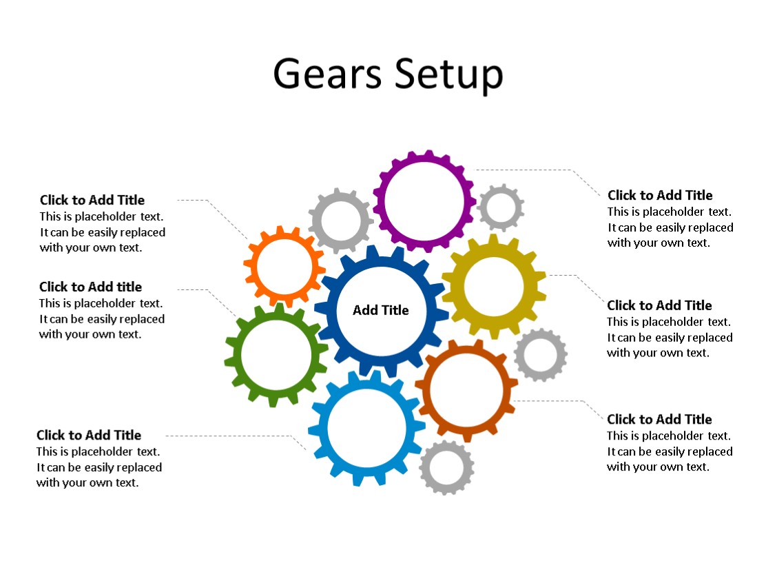 PowerPoint Slide - Gear Diagram - 11 Gears - Multicolor