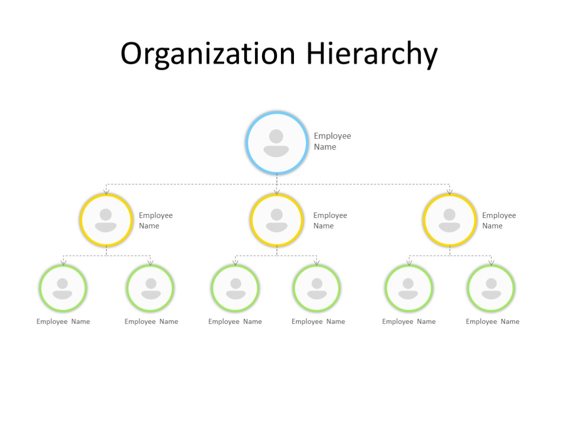 PowerPoint Slide - Organization chart - 3 level - Multicolor