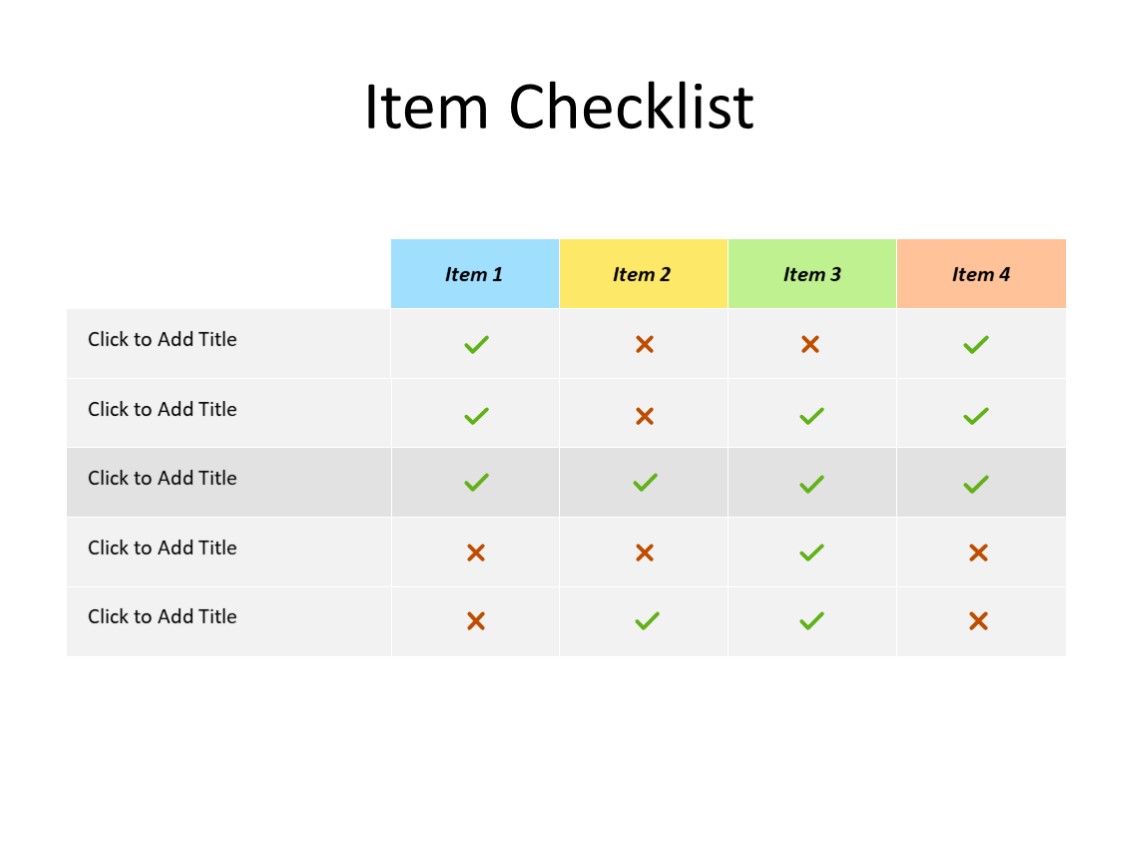 PowerPoint Slide - item checklist - 4 items - Multicolor