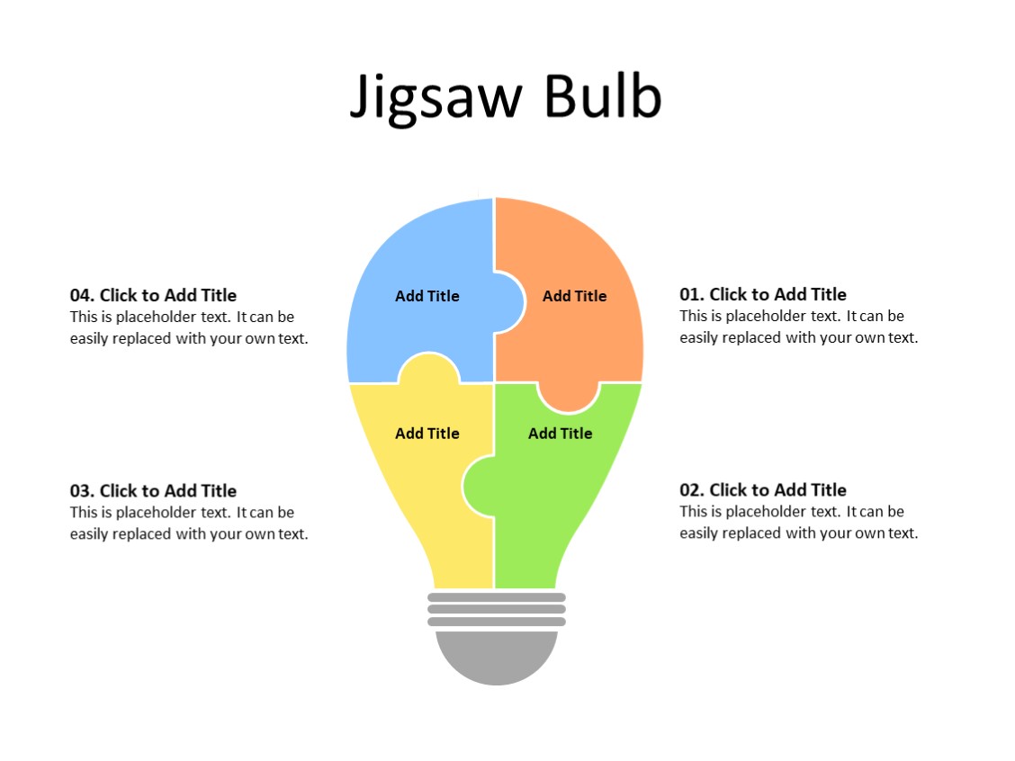 PowerPoint Slide - Puzzle Diagram - 4 parts - Multicolor
