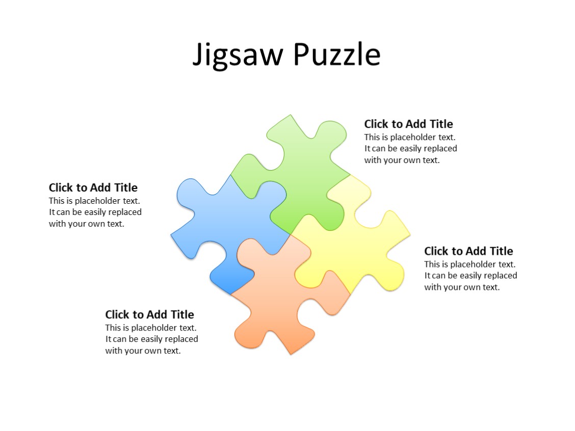 PowerPoint Slide - jigsaw pieces - 4 pieces - Multicolor