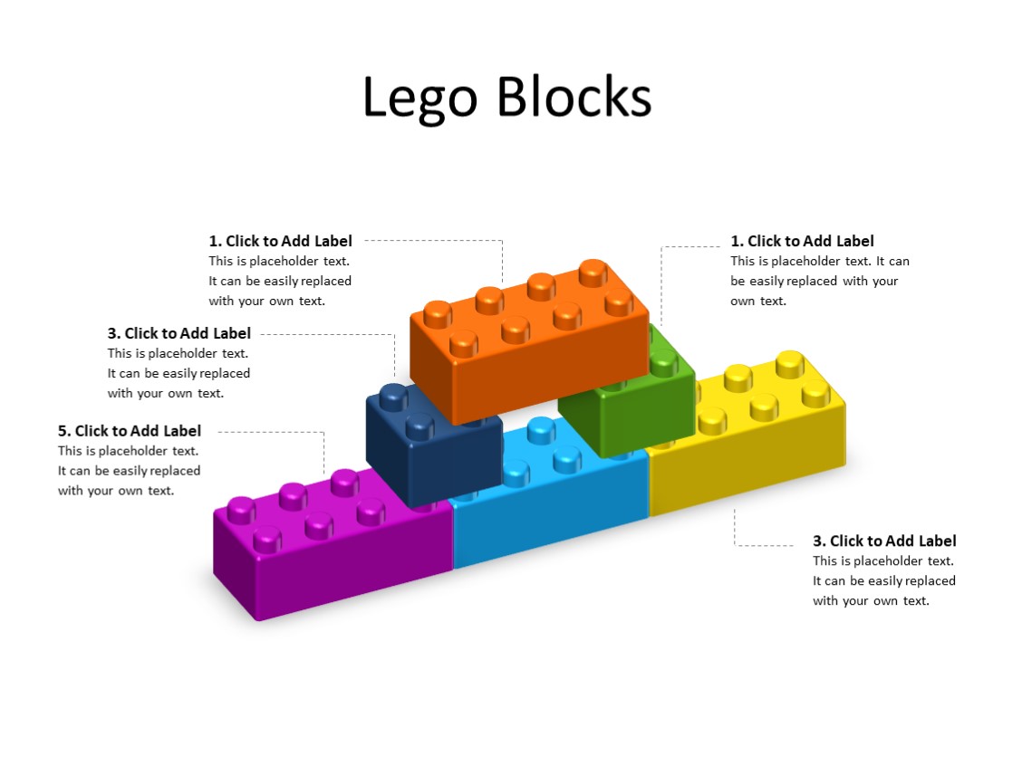 PowerPoint Slide - Lego Blocks - 6 Lego Blocks - Multicolor