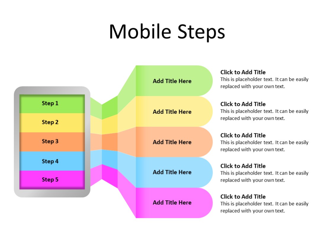 PowerPoint Slide - Steps Diagram - 5 items - Multicolor