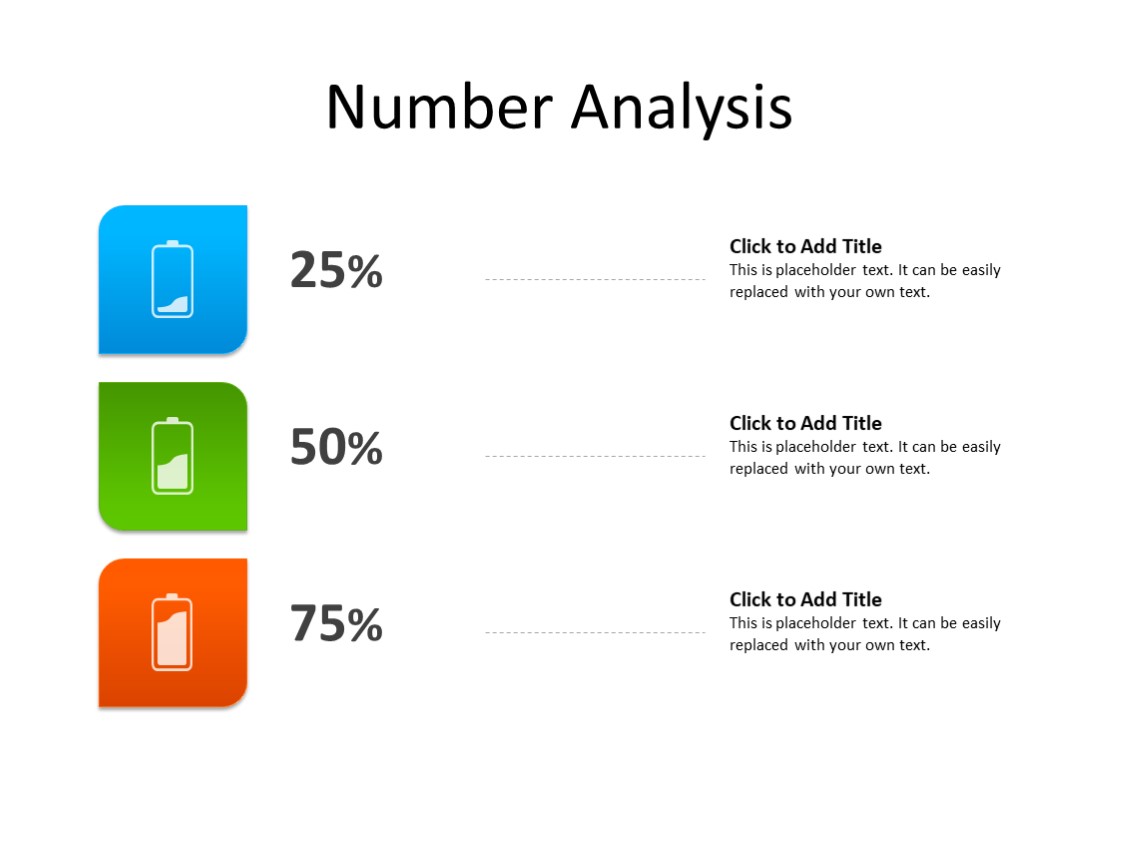 PowerPoint Slide - Number Analysis - 3 batteries - Multicolor