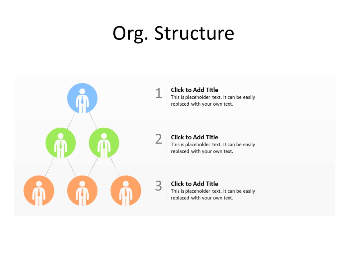 PowerPoint Slide - Organization chart - 3 level - Multicolor