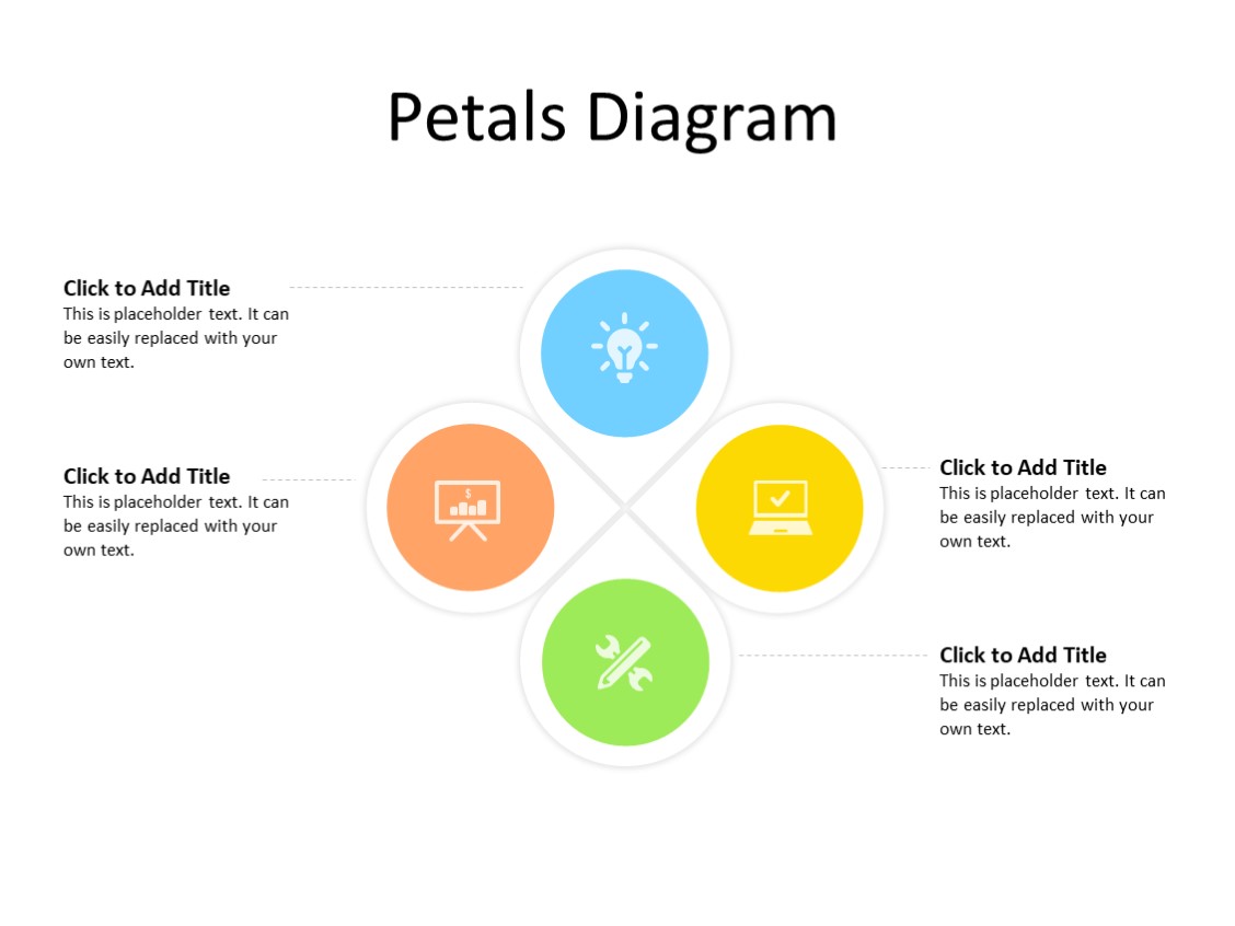 PowerPoint Slide - Petals diagram - 4 petals - Multicolor
