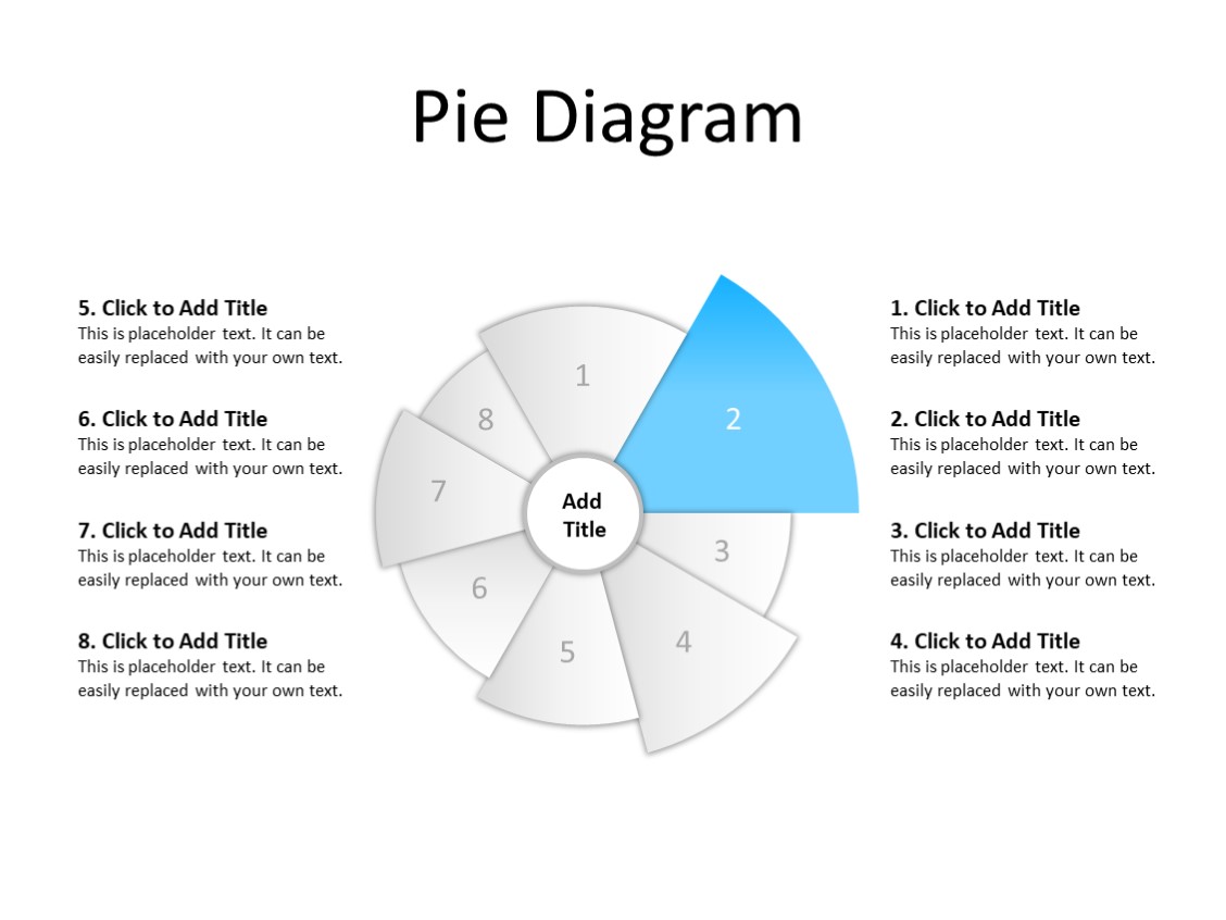 PowerPoint Slide - Pie diagram - 8 sectors - Multicolor