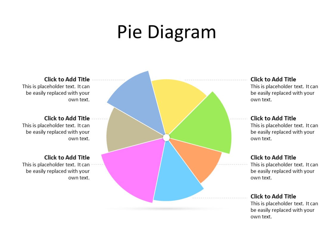 PowerPoint Slide - Pie Diagram - 7 pieces - Multicolor