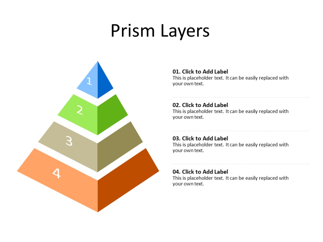 PowerPoint Slide - Prism Diagram - 5 layers - Multicolor