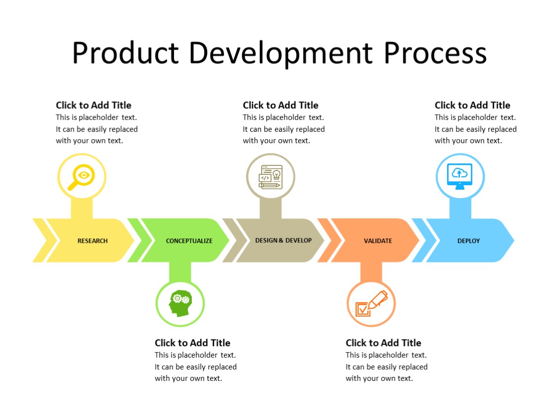 PowerPoint Slide - Steps Diagram - 5 steps - Multicolor