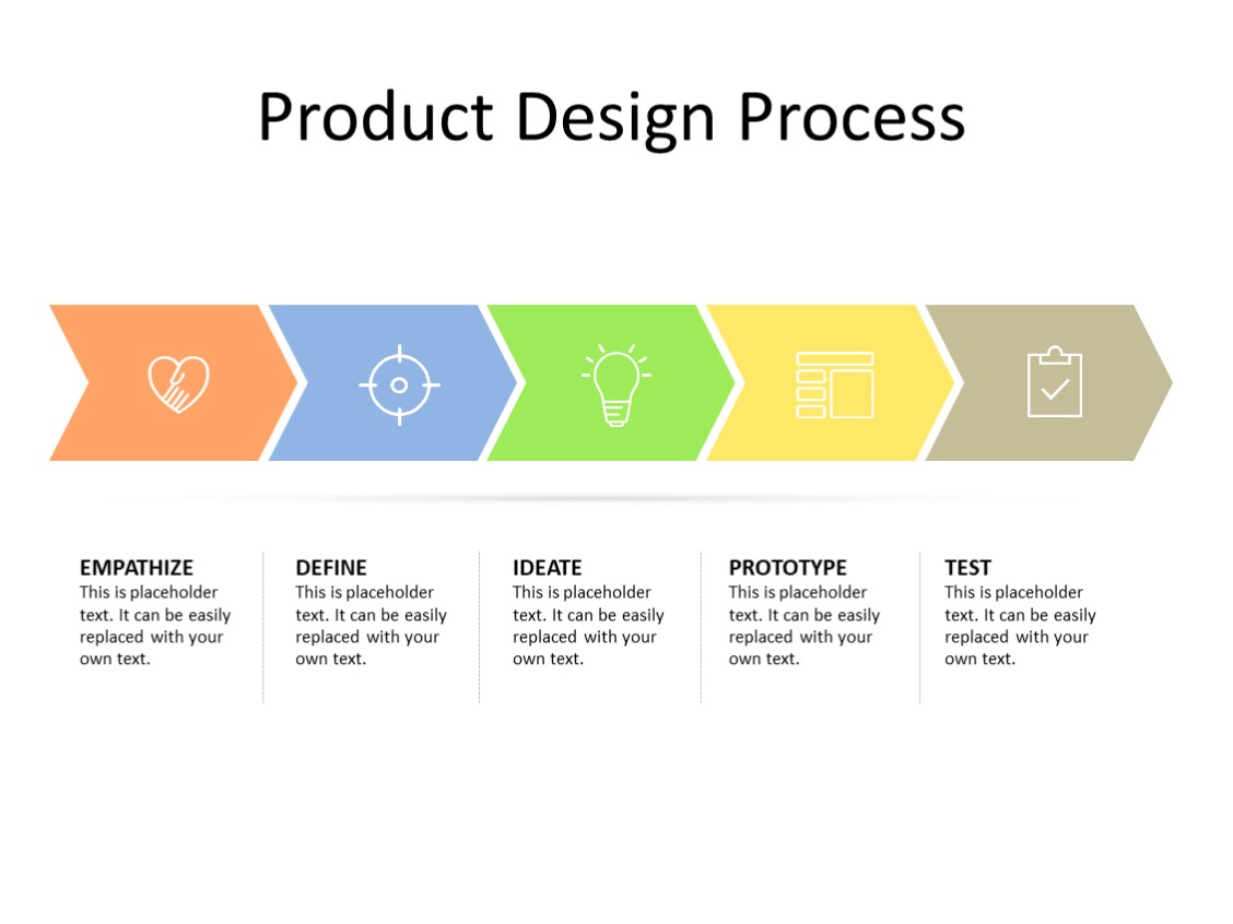 PPT Slide-Process Diagram - 5 Steps - Multicolor