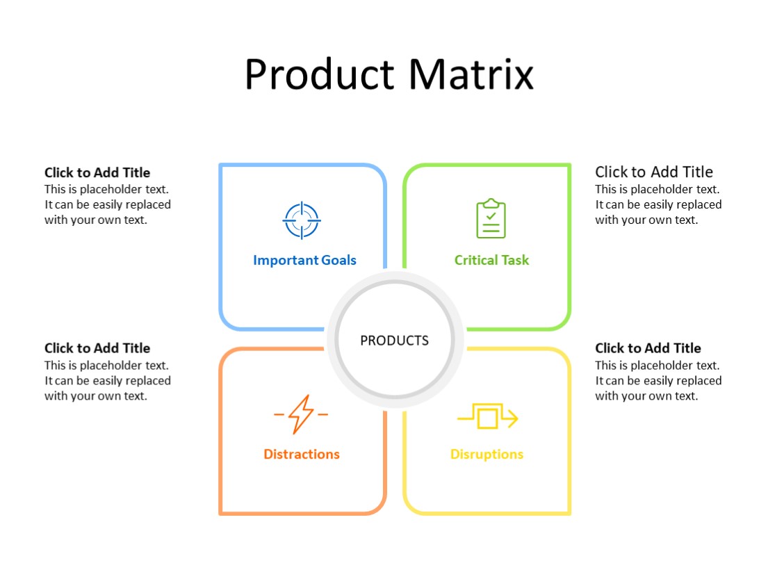 PowerPoint Slide - Matrix Diagram - 4 Blocks - Multicolor