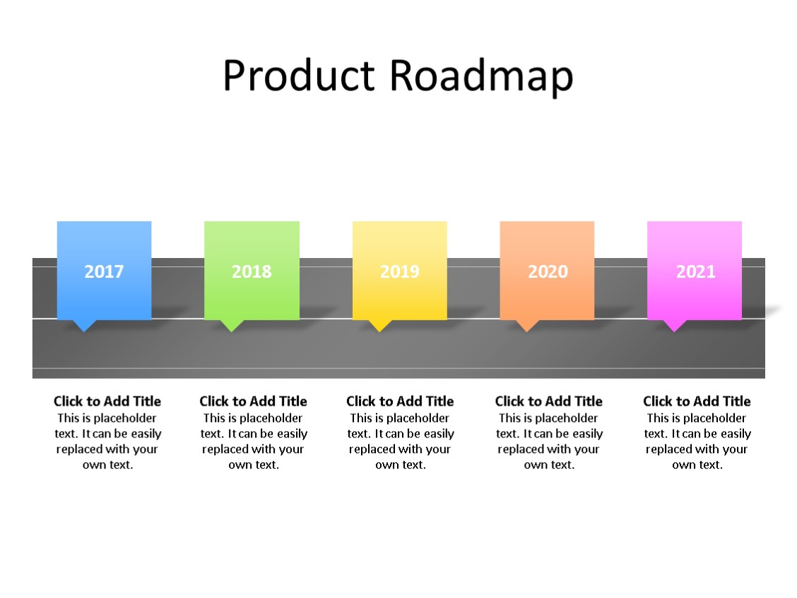 PowerPoint Slide - Timeline Diagram - 5 Steps - Multicolor