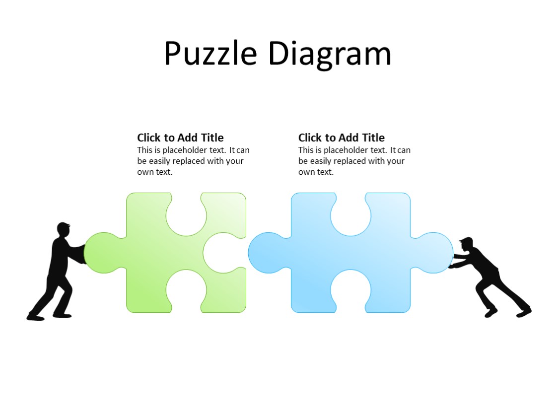 PowerPoint Slide - Puzzle diagram - 2 puzzles - Multicolor