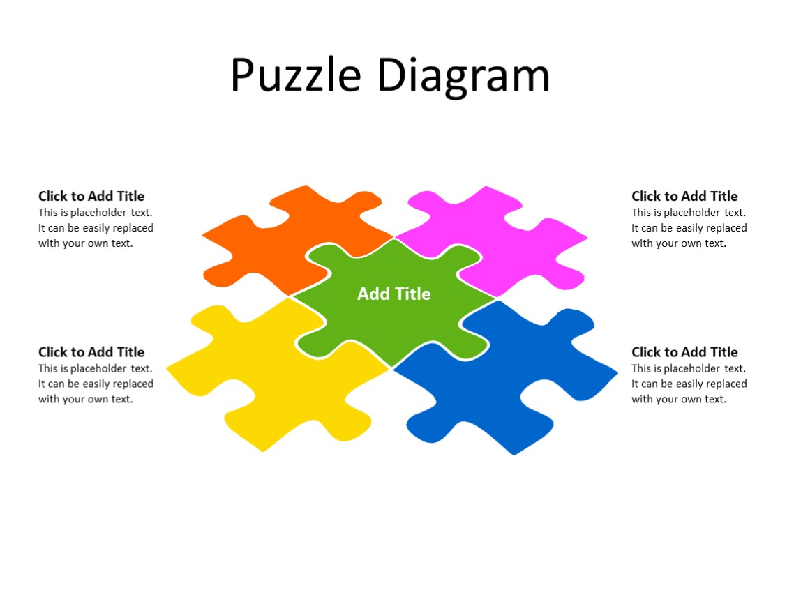 PowerPoint Slide - Puzzle Diagram - 5 pieces - Multicolor