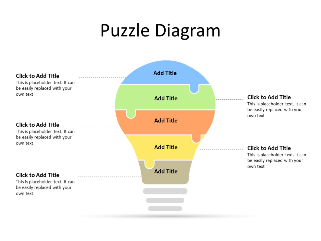 PowerPoint Slide - Puzzle Diagram - 5 pieces - Multicolor