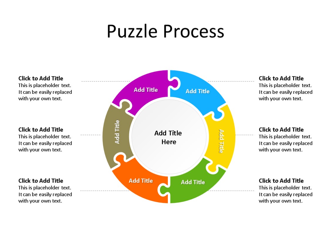 PowerPoint Slide - Puzzle Diagram - 6 Pieces - Multicolor