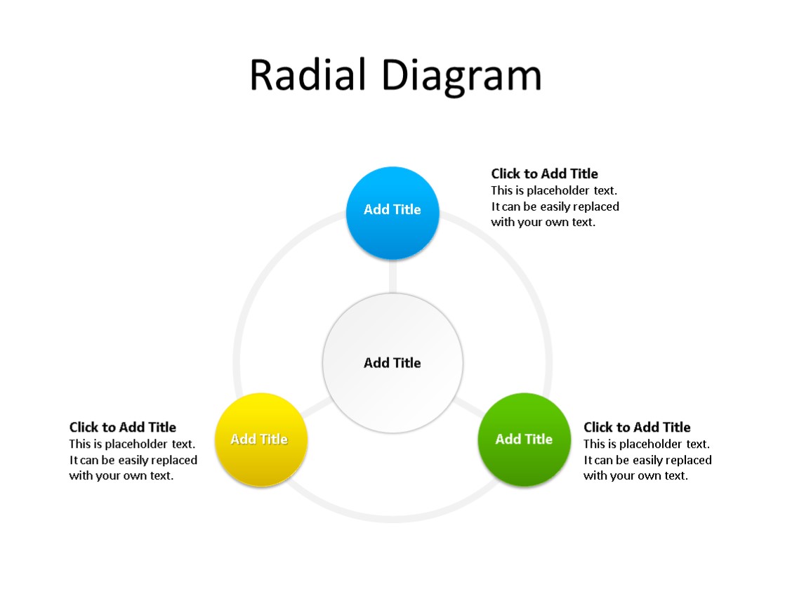 PowerPoint Slide - Radial Diagram - 3 Items - Multicolor