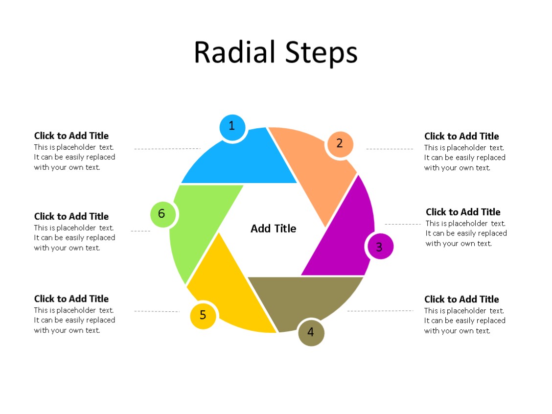 PowerPoint Slide - Radial Diagram - 6 Steps - Multicolor