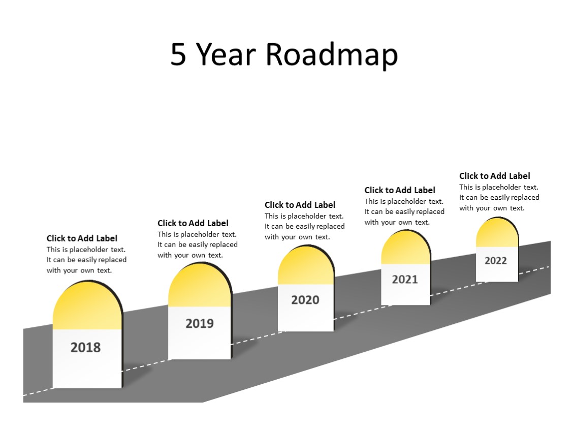 PowerPoint Slide - Timeline Diagram - 5 milestones - Multicolor