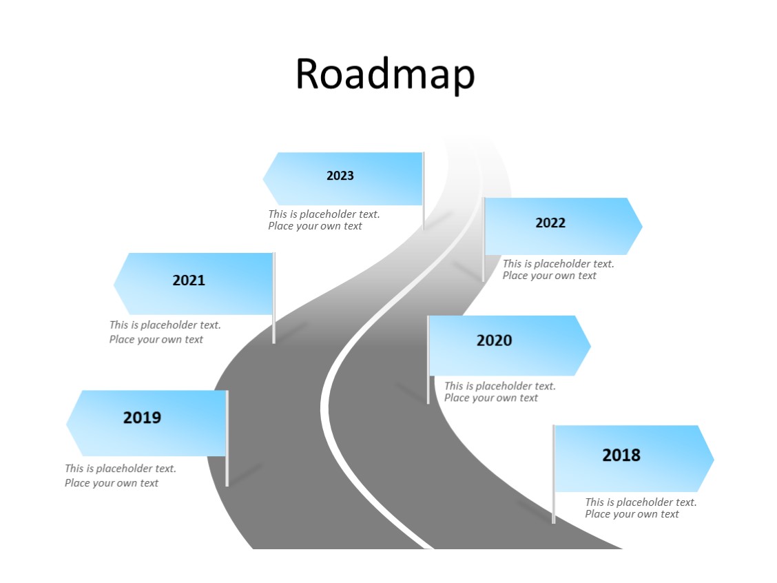 PowerPoint Slide - Timeline Diagram - 6 milestones - Multicolor