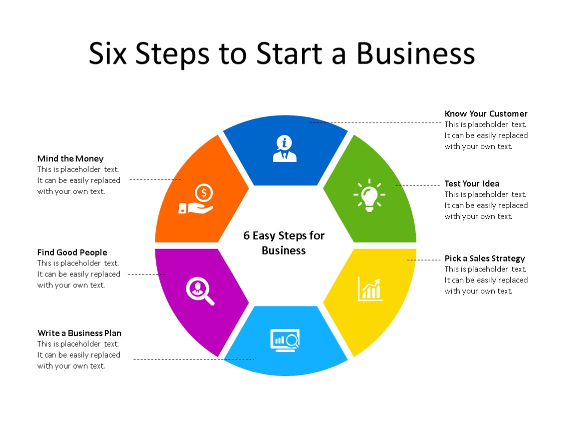 PowerPoint Slide - Business Process Diagram - 6 Steps - Multicolor