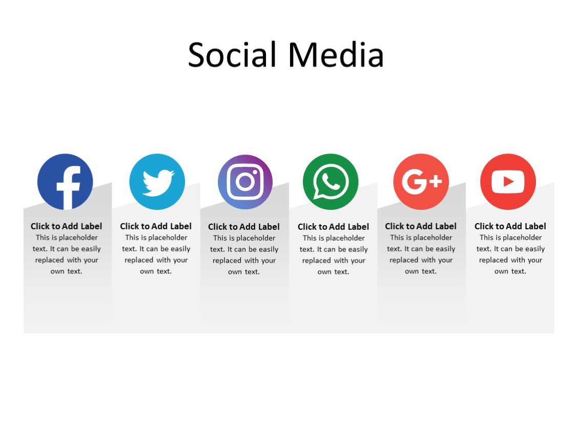 PowerPoint Slide - Social Media Concept - 6 icon - Multicolor