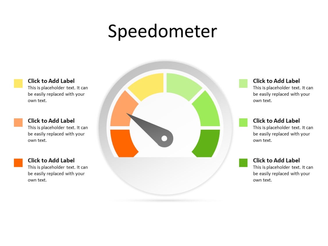 PowerPoint Slide - Speedometer - 6 bands - Multicolor